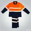 Spring and autumn pure cotton long-sleeved work clothes set, men's anti-scald welder's clothes, sweat-absorbing and breathable labor protection clothes, cross-border pure cotton reflective shirt work clothes set customization, construction site, oil and mine safety labor protection clothes and workwear details Picture